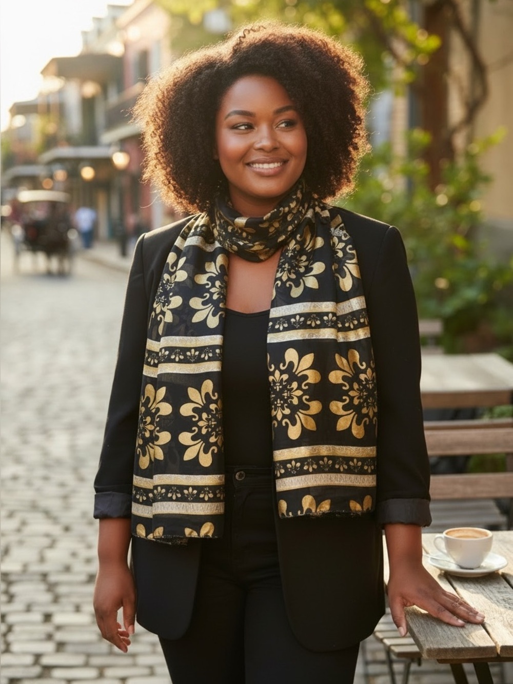 FLEUR DE LIS BLACK/GOLD SCARF